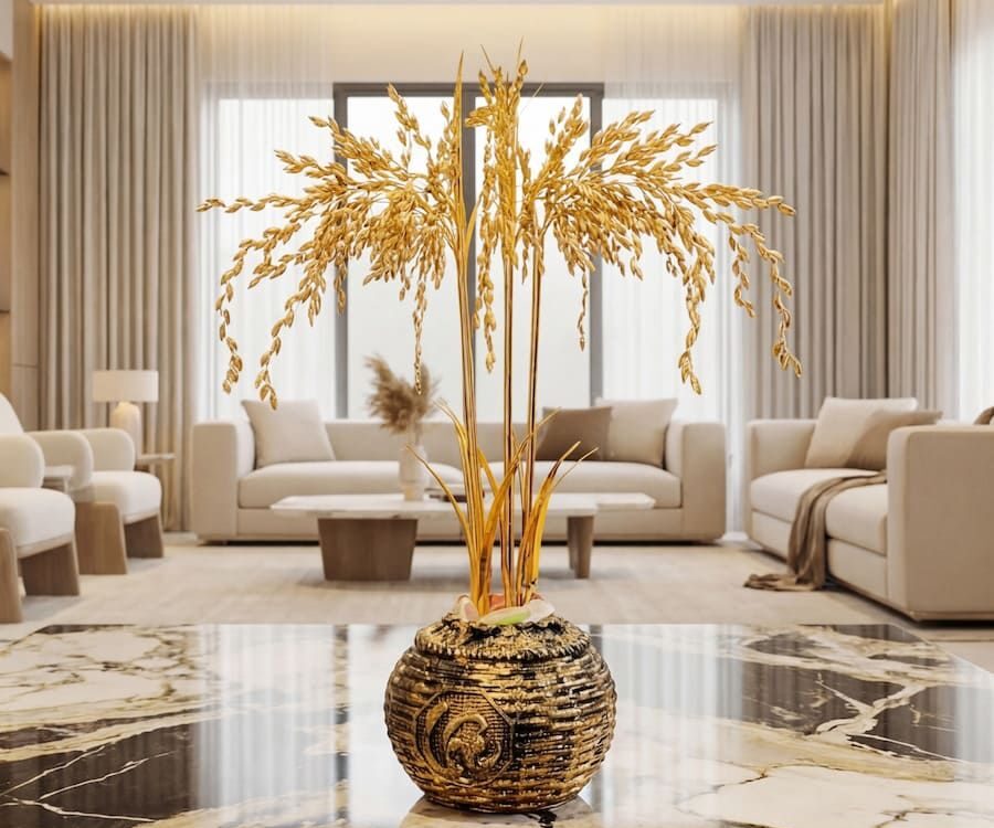 Hũ lúa tài lộc mạ vàng 24k