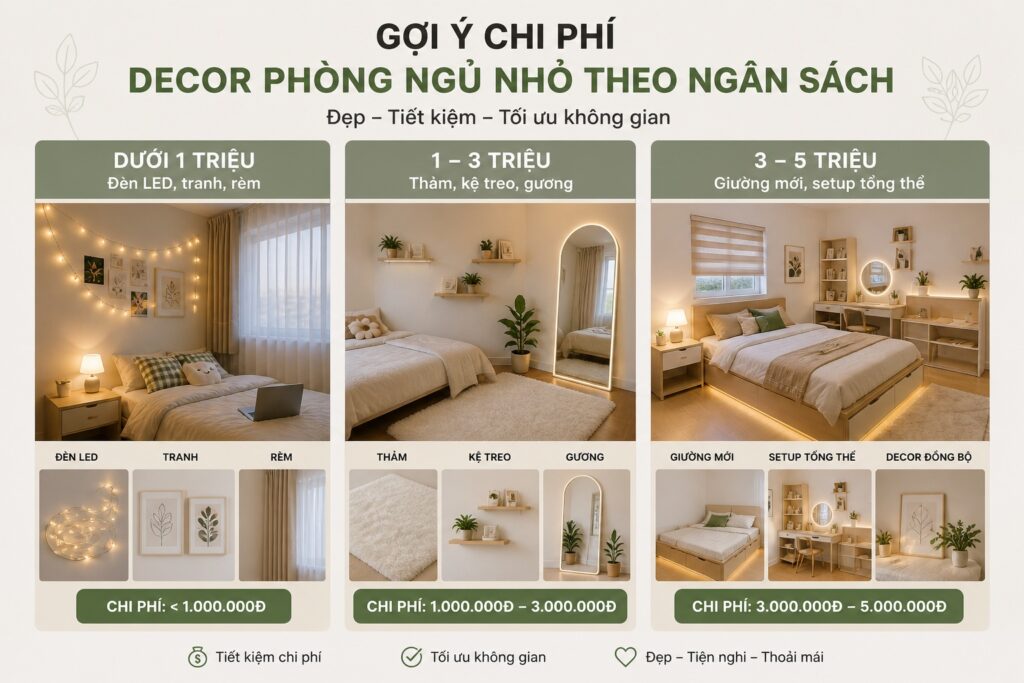 Gợi Ý Chi Phí Decor Phòng Ngủ Nhỏ Theo Ngân Sách