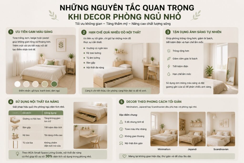 Những Nguyên Tắc Quan Trọng Khi Decor Phòng Ngủ Nhỏ