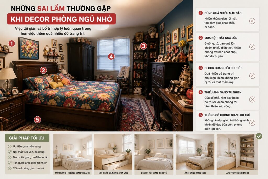 Những Sai Lầm Thường Gặp Khi Decor Phòng Ngủ Nhỏ