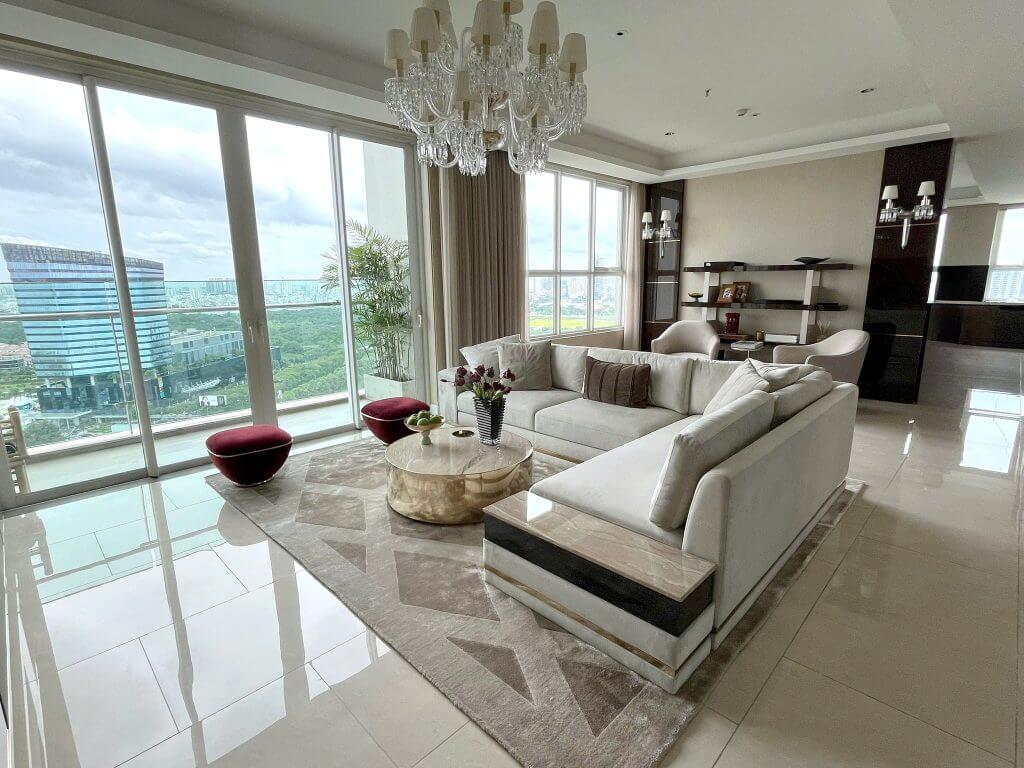 thảm lót sàn phòng khách đẹp kết hợp sofa hiện đại cao cấp