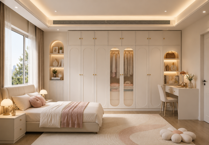 Mẫu tủ có kệ Tủ quần áo 7 cánh có kệ góc