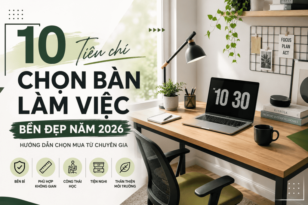10 Tiêu Chí Chọn Bàn Làm Việc Bền Đẹp Năm 2026 – Hướng Dẫn Chọn Mua Từ Chuyên Gia Nội Thất 1 10 Tiêu Chí Chọn Bàn Làm Việc Bền Đẹp Năm 2026 – Hướng Dẫn Chọn Mua Từ Chuyên Gia Nội Thất