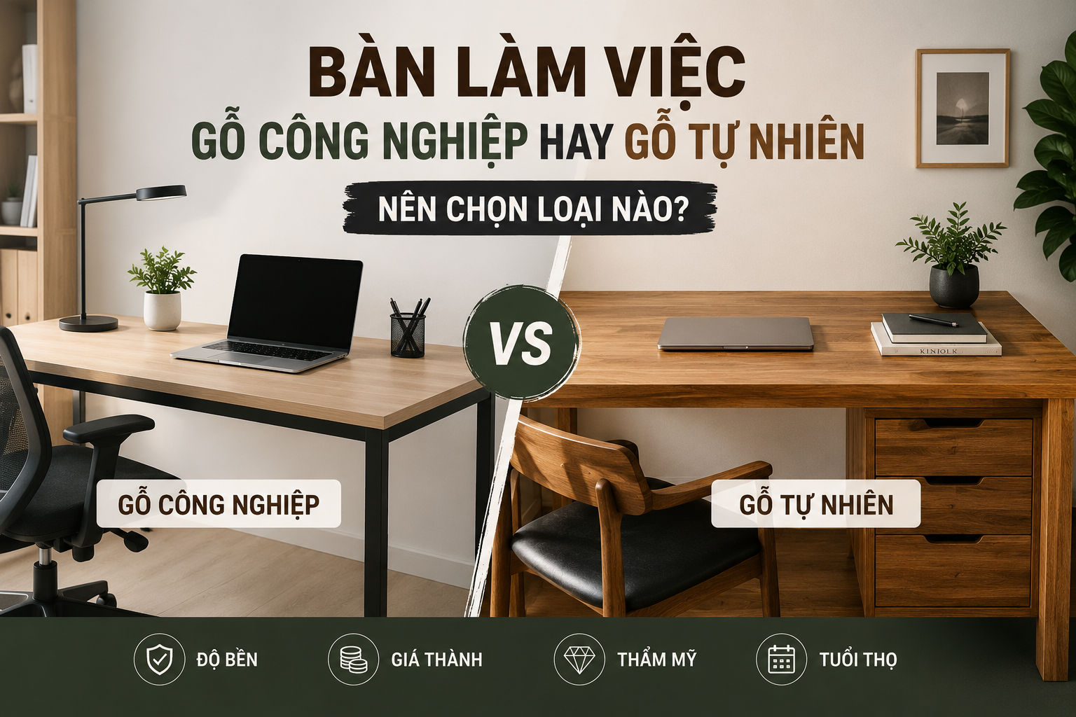 Bàn Làm Việc Gỗ Công Nghiệp Hay Gỗ Tự Nhiên – Nên Chọn Loại Nào